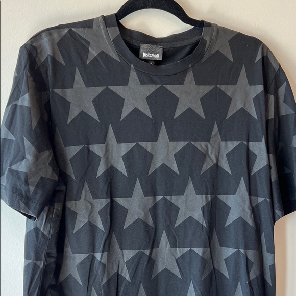 Just Cavalli Black Star Pattern Men's Tee - Picture 3 of 9